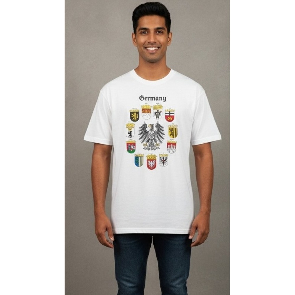 Germany Crests T-Shirt Men's XL Promodoro Basic White Tourist Graphic Tee 90s‎